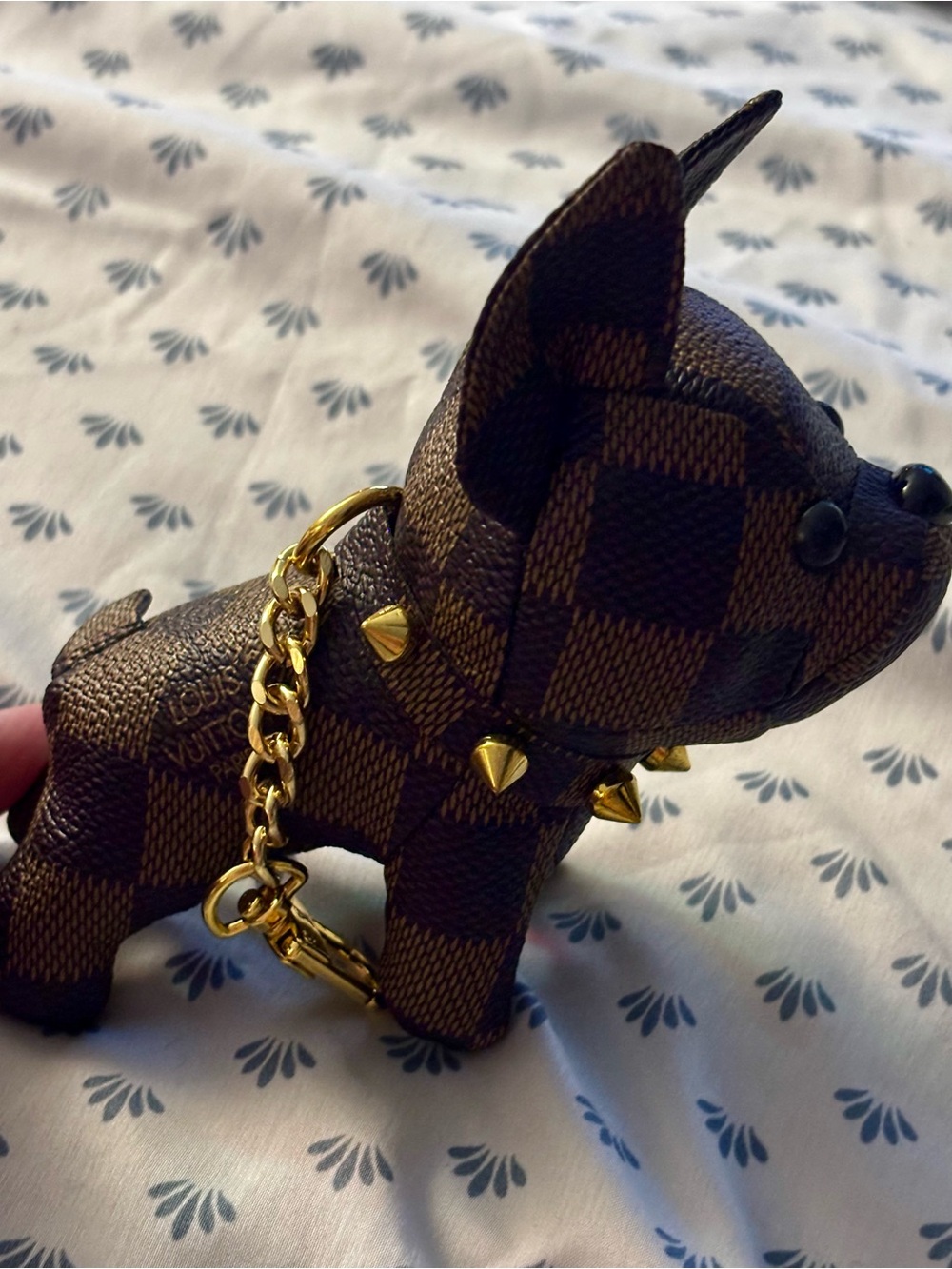 New Brown Check Plush Dog Keychain - Picture 3 of 7